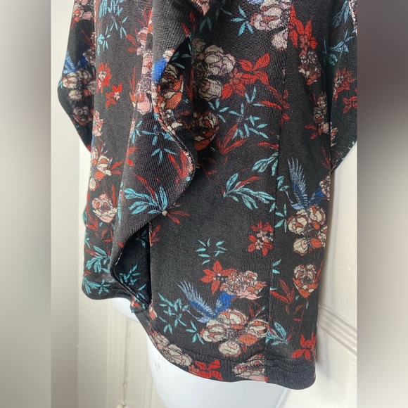 FREE PEOPLE Floral Dock Street Keyhole Black Women's Top - Picture 5 of 7